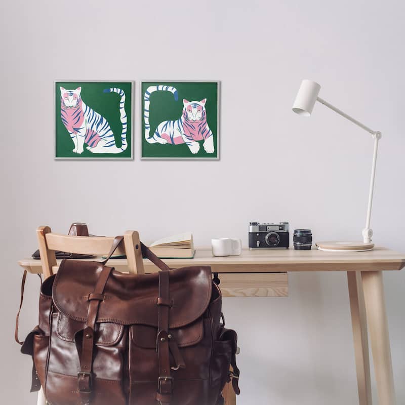 Stupell Fierce Lounging Tigers Framed Giclee Art Design By Melissa Wang (Set of 2)