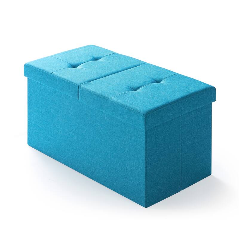 30 Inch Smart Lift Top Button Tufted Fabric Storage Ottoman by Crown Comfort