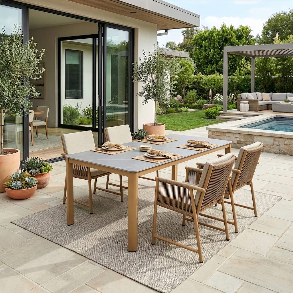 Bianca Brown Outdoor Dining 4 Seats Set