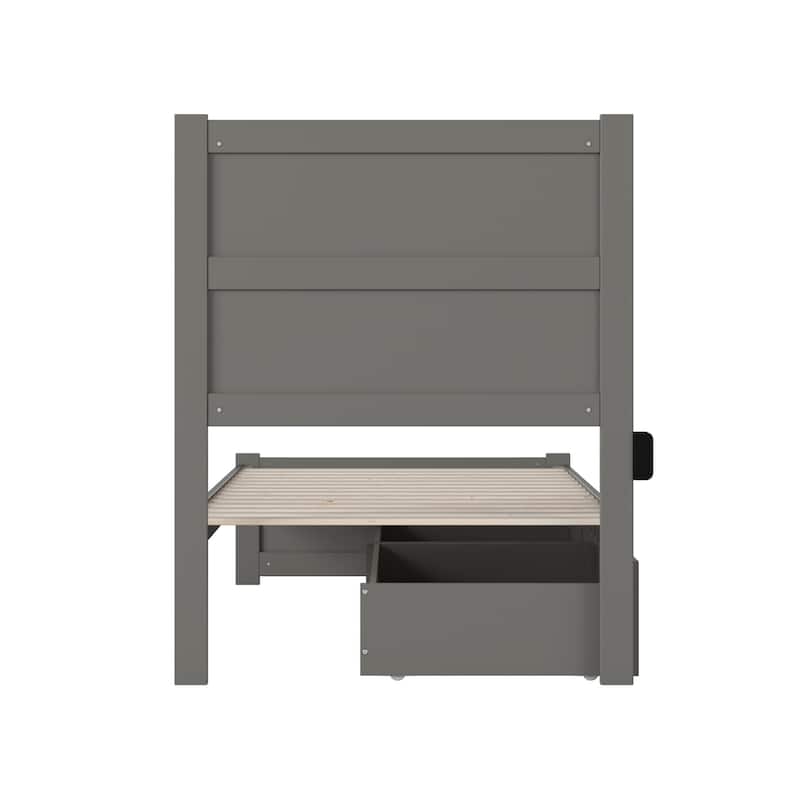 NoHo Twin XL Bed with 2 Drawers in Grey