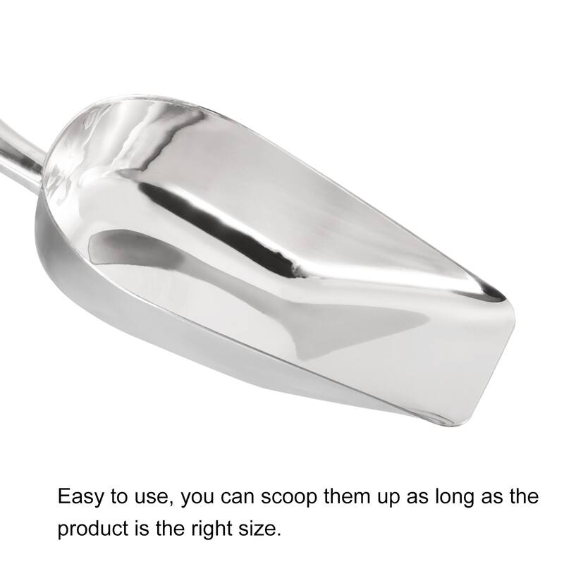Ice Scoop Stainless Steel 9.5x2.4" Flour Cereal Food Utility Shovel - Silver