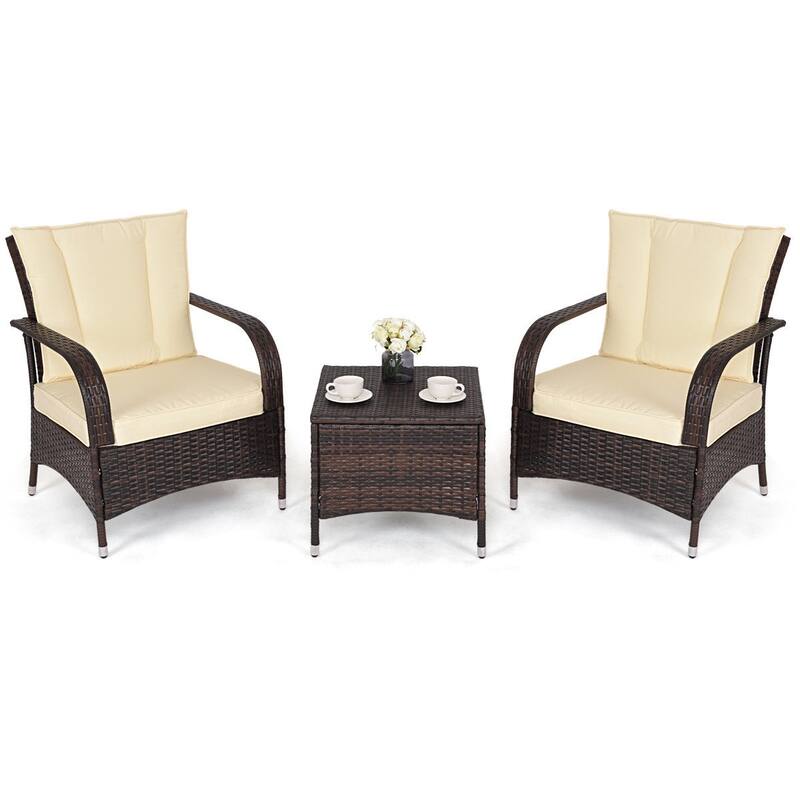 3PCS Outdoor Patio Rattan Wicker Furniture Set