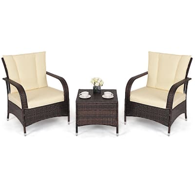 3PCS Outdoor Patio Rattan Wicker Furniture Set