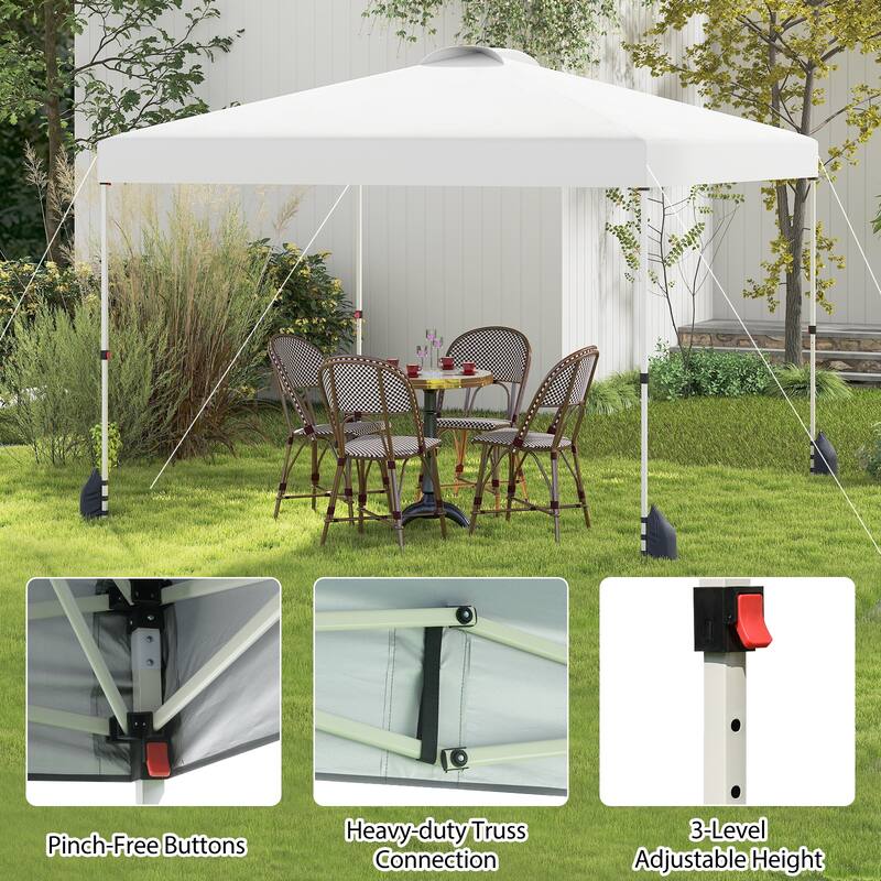Gymax 10 X 10 FT Pop up Canopy Tent w/ 1 Sidewall Wheeled Bag 8 Stakes