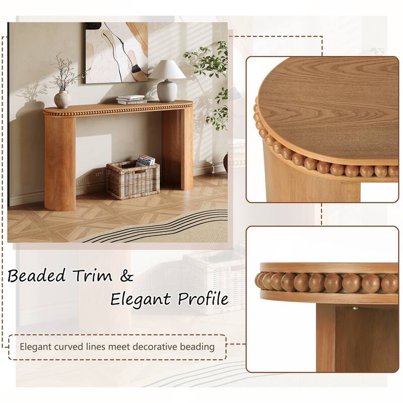 Mirod Vintage Console Table with Beaded Trim and Reversible Curved Legs