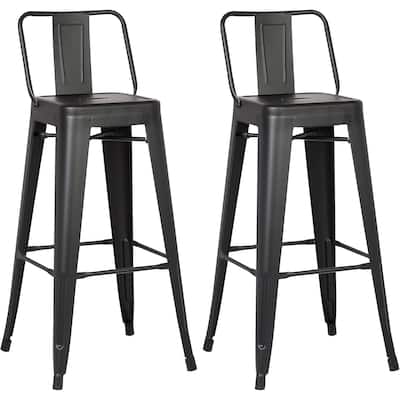 Light Weight Industrial Contemporary Rustic Vintage Costal Metal Barstools with Bucket Back and 4 Leg Design(Set of 2)(30" Seat)
