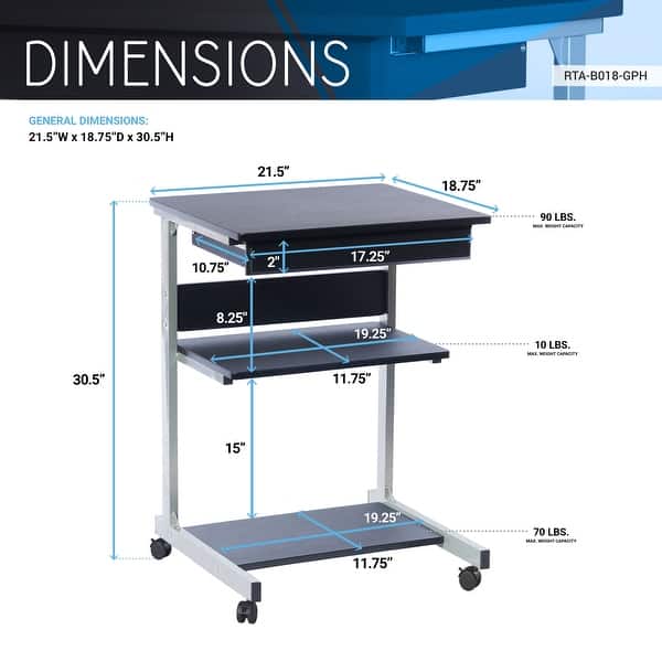 Rolling Laptop Cart , 4 Non Marking Nylon Casters , with Single Drawer ...