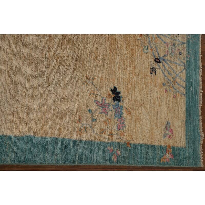 Vegetable Dye Oushak Turkish Runner Rug Handmade Wool Carpet - 2'10"x 11'9"