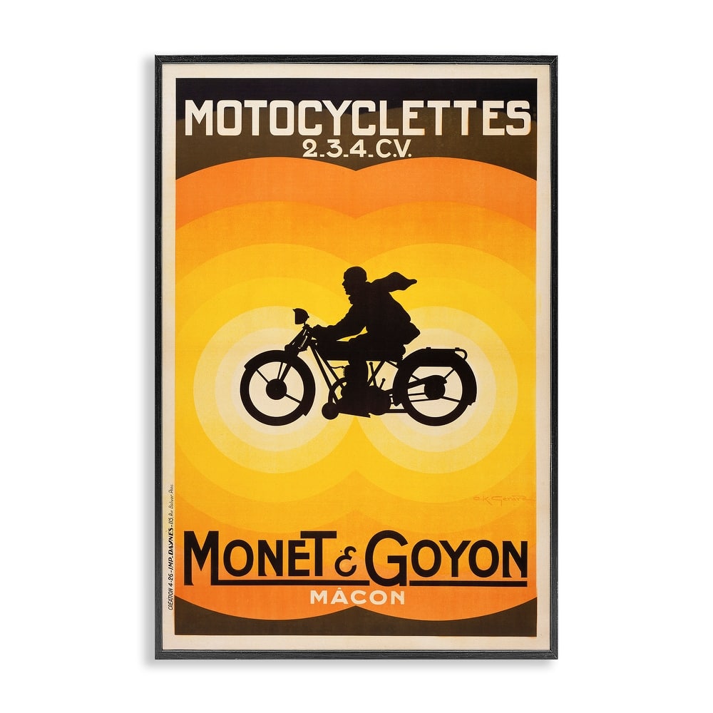 Stupell Vintage Motorcycle Advertisement Framed Giclee Art Design By Marcus Jules