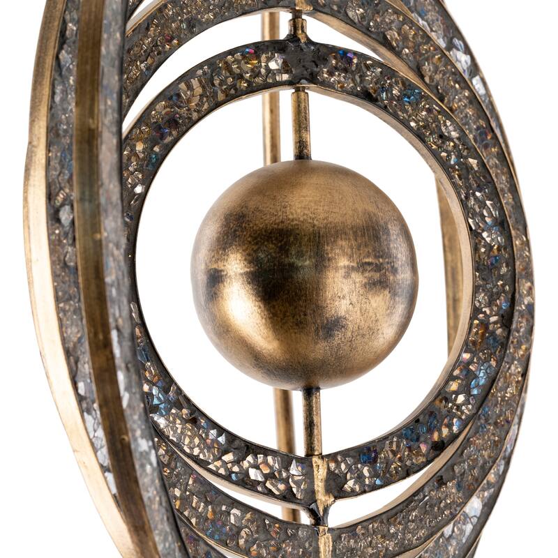 Luisa Antiqued Metal & Glass Orbital Decorative Object - 19" x 12" x 29"
