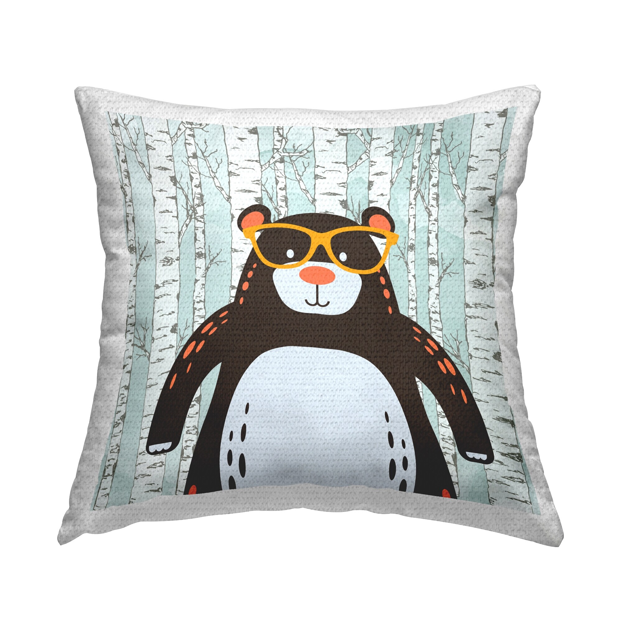 Stupell Bear & Birch Trees Printed Outdoor Throw Pillow Design by Kim Allen
