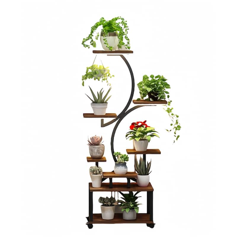 Plant Stand Indoor with Grow Lights, 8 Tiered Indoor Plant Shelf, Metal Plant Flower Holder Stand,S-Shaped Plant Rack for Home