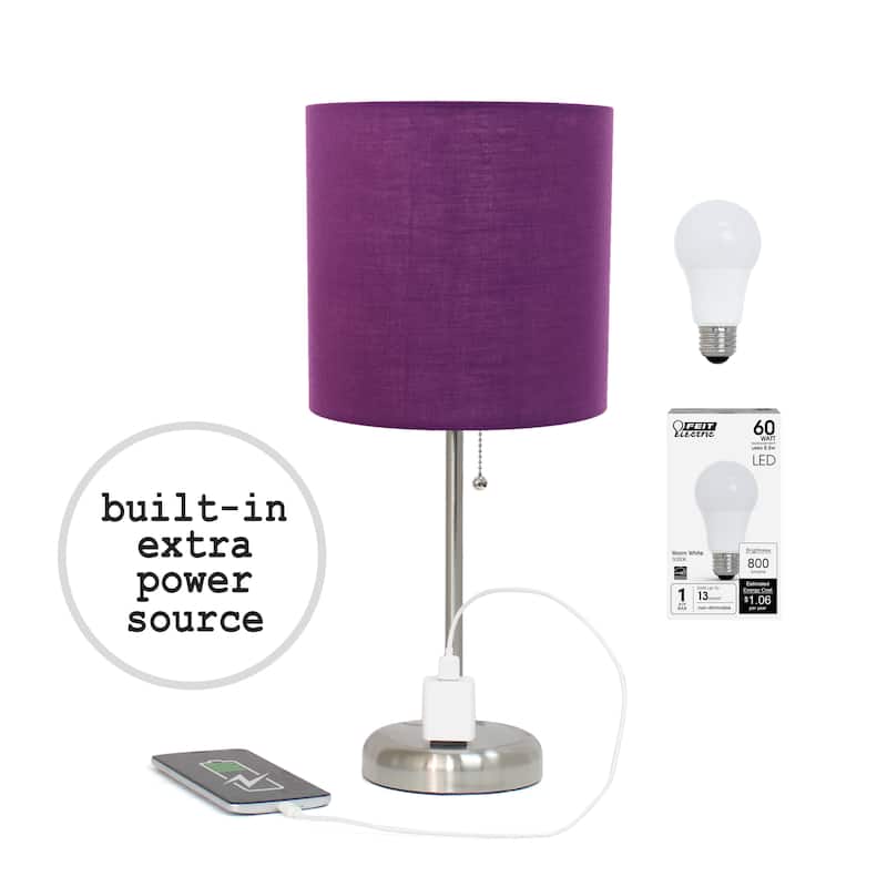 Simple Designs 9.5" Desk Lamp with Charging Outlet and LED Bulb Included - 19.50