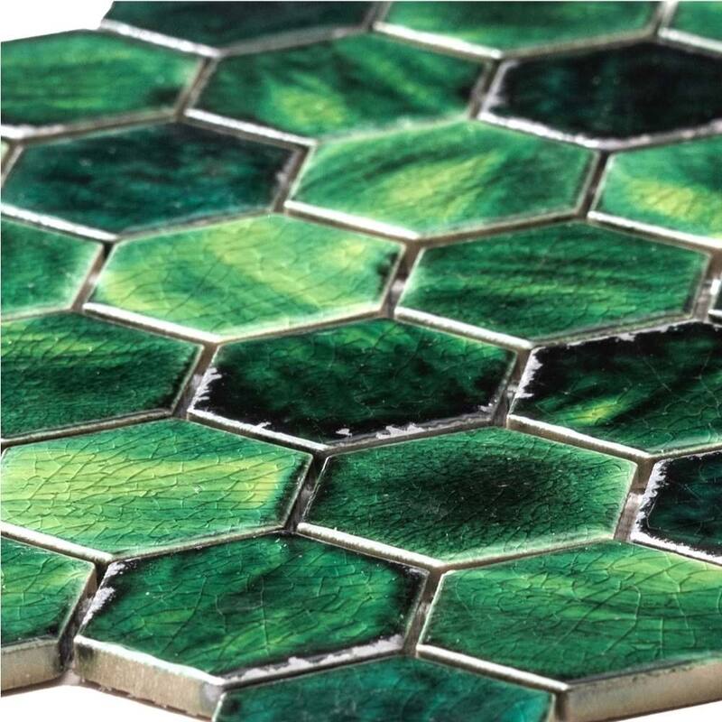 Agate 2x2 Glossy Porcelain Hexagon Mosaic Tile - Wall & Backsplash