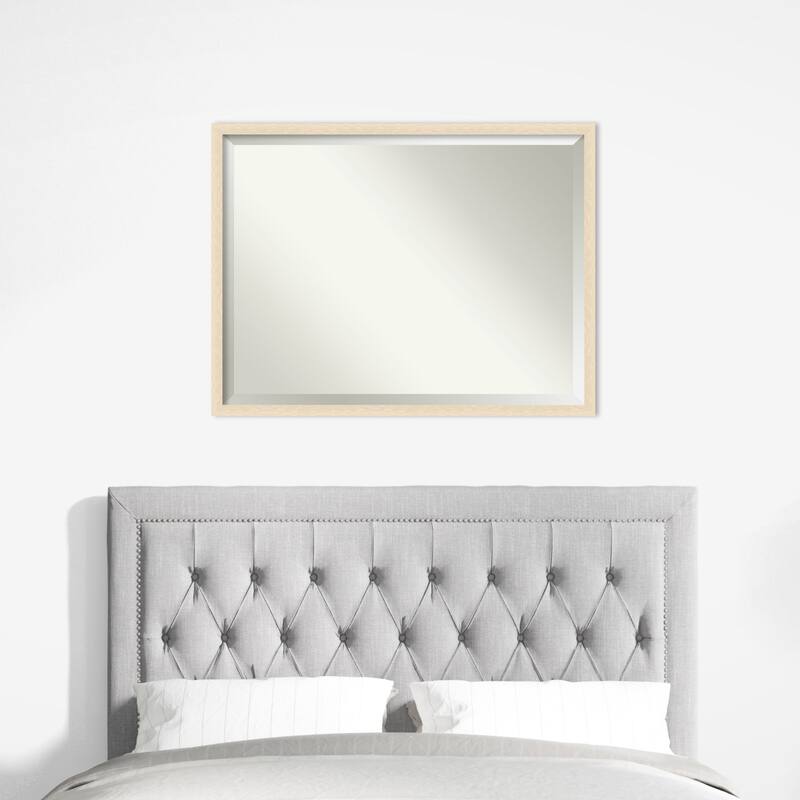 Woodgrain Stripe Beveled Wood Framed Wall Mirror