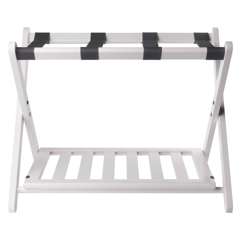 Reese Luggage Rack with Shelf White Finish