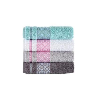 KAFTHAN Textile Multicolor Plaid Turkish Cotton Face/Hand/Hair Bath Towels (Set of 4) - 30"L x 18"W x 0.5"H
