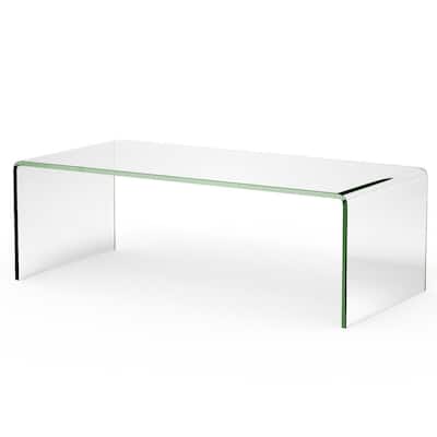 42.0" x 19.7" x 14" Tempered Glass Coffee Table - 42.5" x 20" x 14" (L x W x H)