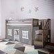 preview thumbnail 4 of 61, Max and Lily Twin over Twin Low Bunk Bed with Staircase and Curtains Clay with Grey/White Curtain
