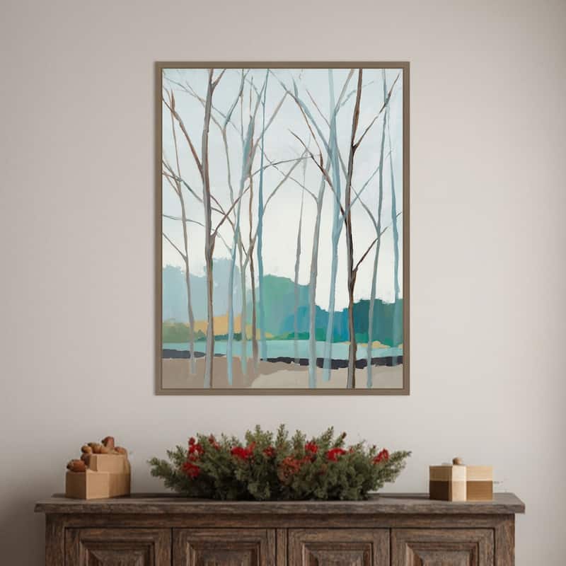 Winter Trees II by Isabelle Z Framed Canvas Wall Art Print - Sylvie Dark Gold