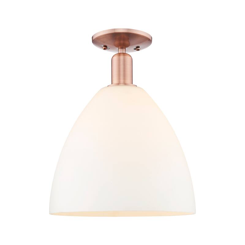 Innovations Lighting Endless Possibilities Arcadia - Bristol - 1 Light 12" Semi-Flush Mount - Antique Copper/Matte White