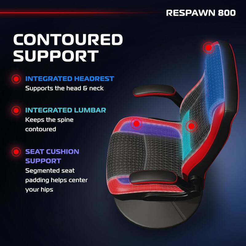 RESPAWN 800 Gaming Chair Floor, Swivel Rocker Gaming Chair, High Back Ergonomic Floor Gaming Chair for Kids and Adults