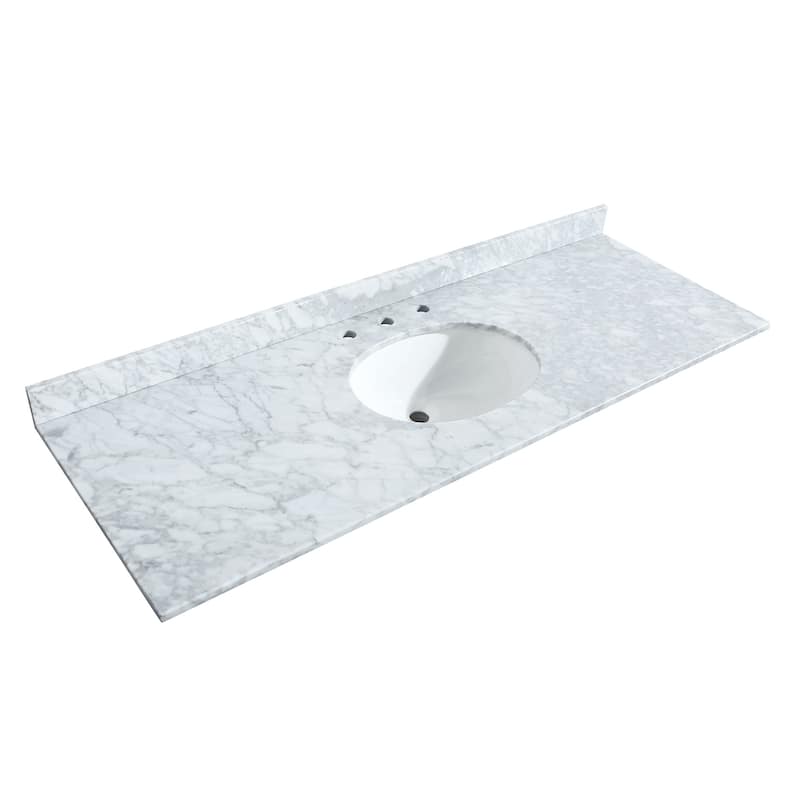 Wyndham Collection 60" Single Vanity Top with Undermount Oval Sink and - White Carrara Marble - Painted