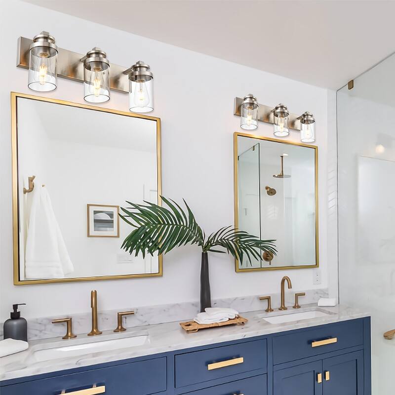 Industrial Vanity Light fixture with Clear Glass Shade