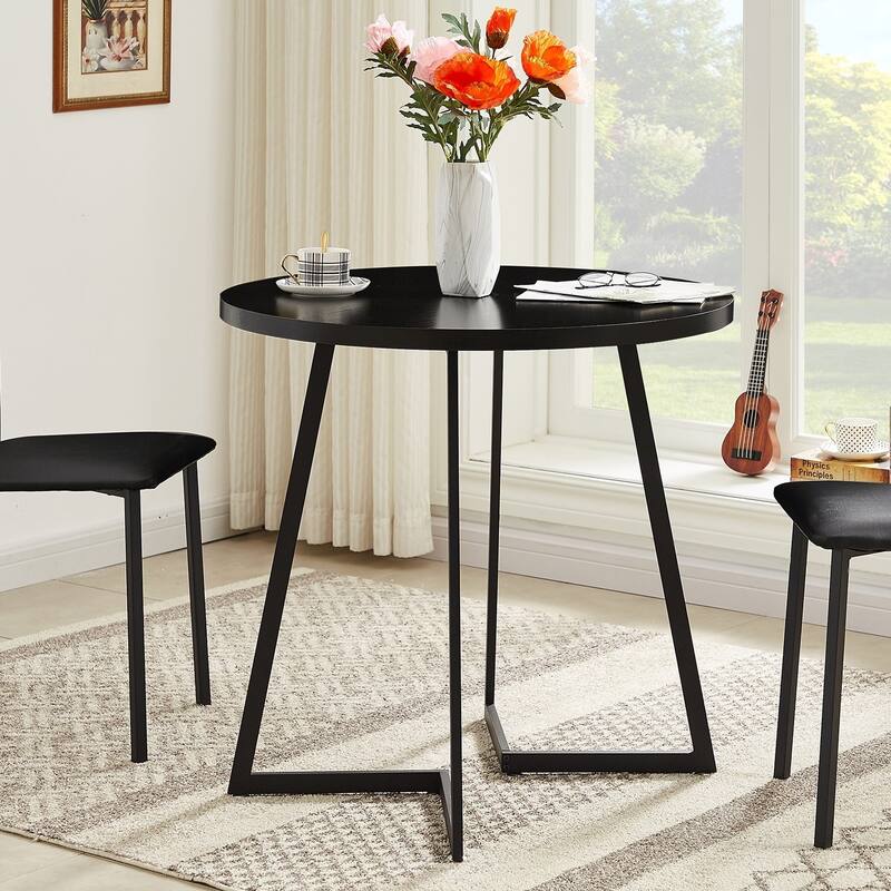 VECELO Round Dining Table, Metal Frame Dining Chairs, Modern Dining Table and Chairs Set for 2-4 People, 3 Options