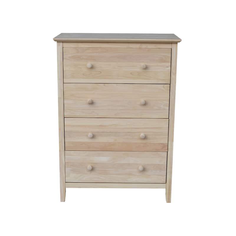 International Concepts Solid Wood Bedroom Dresser - Unfinished - 4-drawer