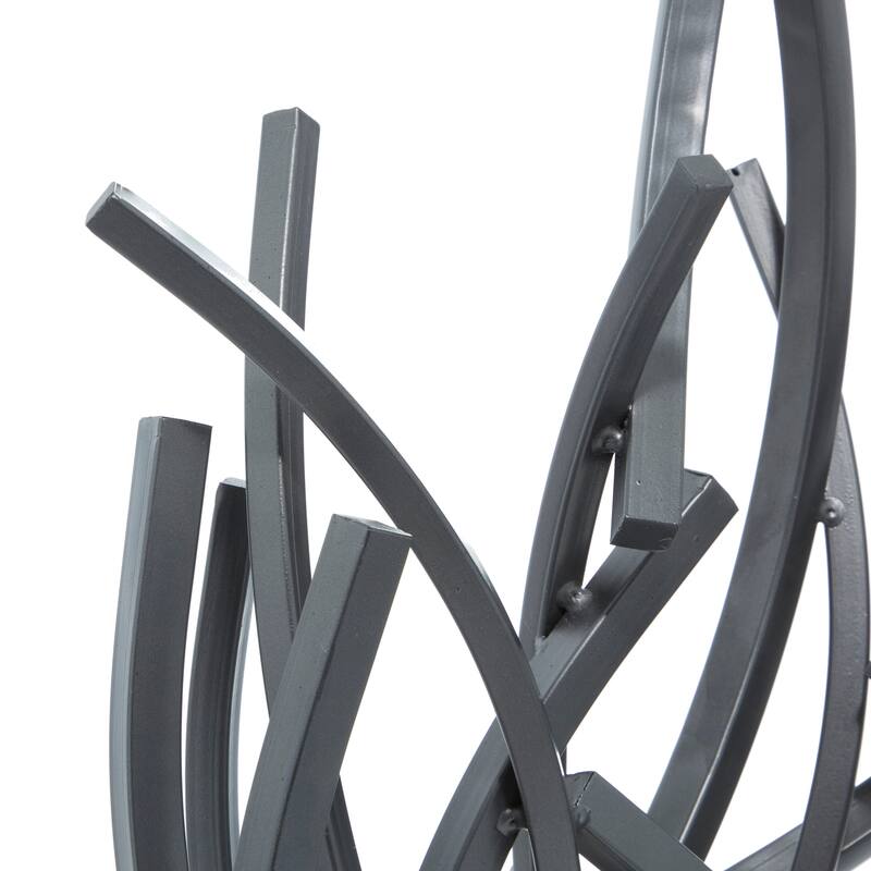 Gray Metal Abstract Decorative Sculpture with Marble Base