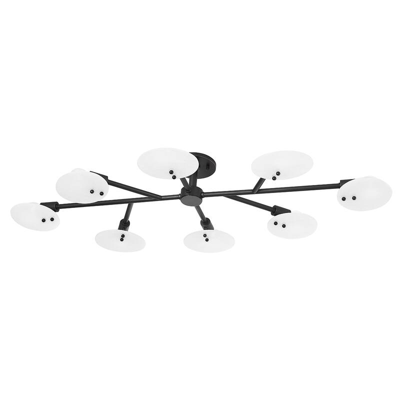 Mitzi by Hudson Valley Giselle 8-Light Aged Brass Semi Flush Mount with White Candy Glass
