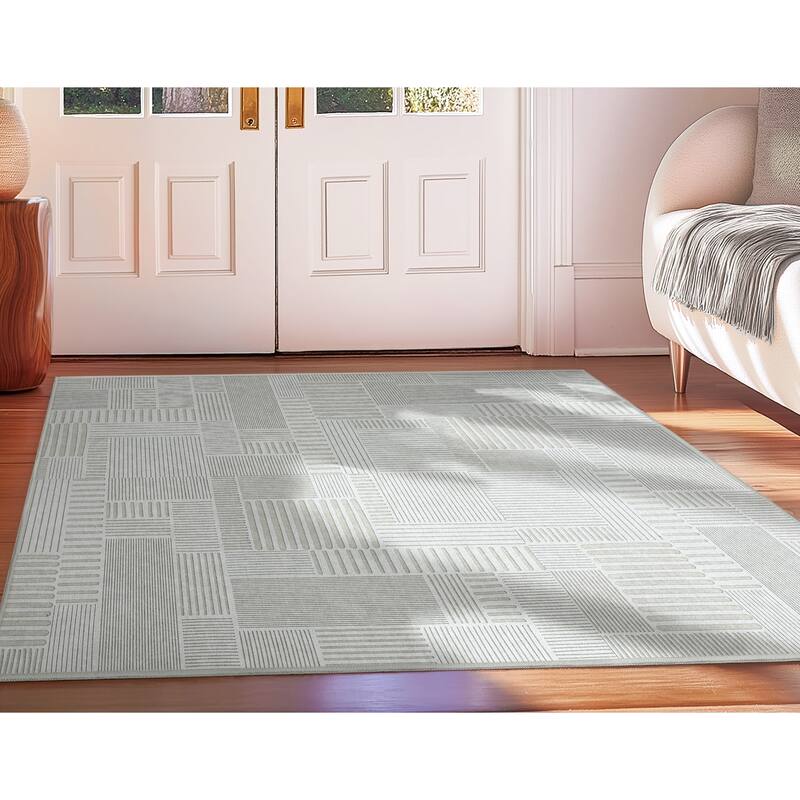 Well Woven Apollo Elemental Granite Geometric Low Pile Area Rug - 3'3" x 5' - Ivory