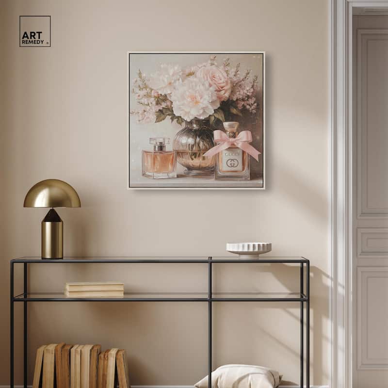 Peach Perfume Flowers in Vase Canvas by Art Remedy