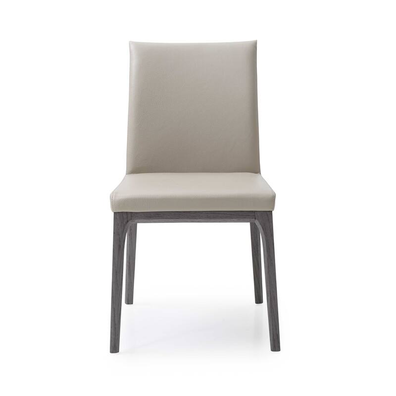HomeRoots Set of Two Taupe And Gray Upholstered Faux Leather Dining Side Chairs