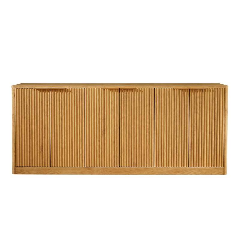 Modern 67" Fluted Buffet Sideboard Cabinet with Shelves, TV Stand Storage Cabinet with 4 Wave Doors for Organized Living Spaces