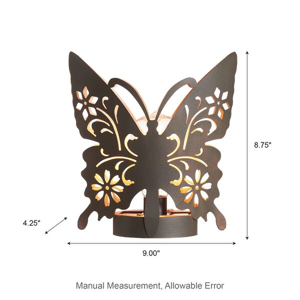Glitzhome Set of 2 Outdoor Metal Bird/Butterfly Cutout Solar