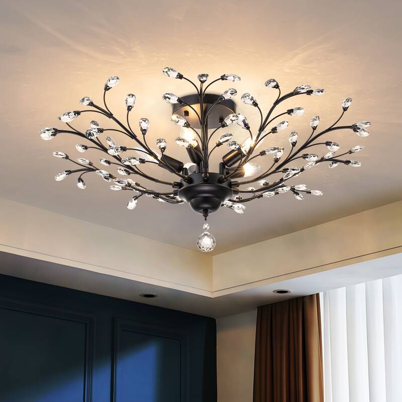 Starsky 5-Light Vintage Crystal Branch Semi-Flush Mount