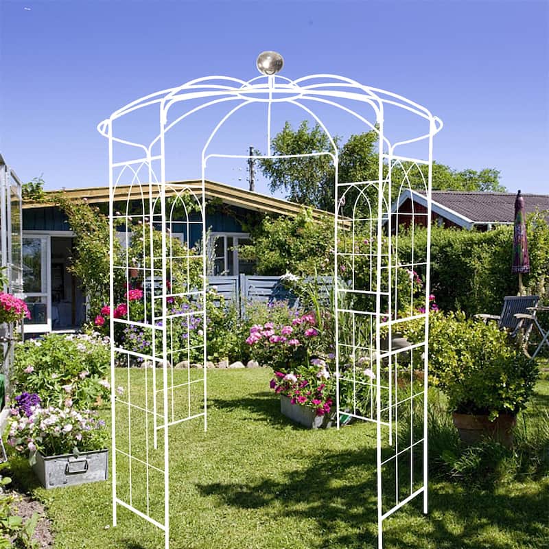 White Metal Garden Arch Pergola Pavilion for Wedding Ceremony - White