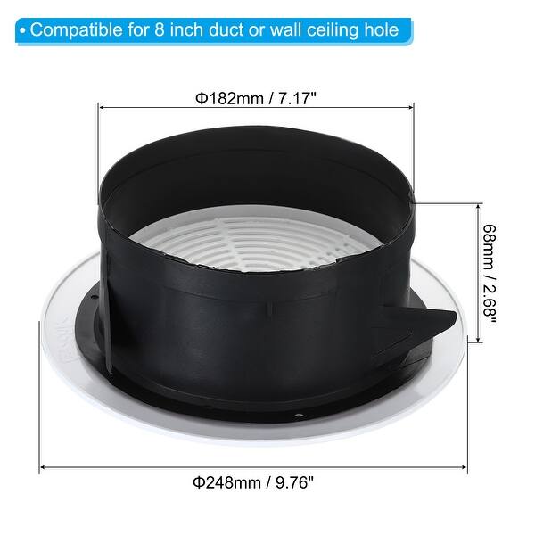8" Round Air Vent Adjustable Grill Soffit Vent with Screen Rotate Type