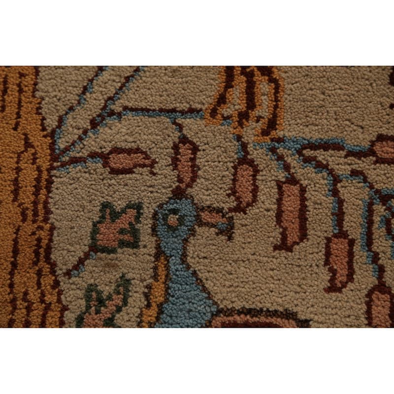 Animals Design Ziegler Indian Foyer Rug Hand-Knotted Wool Carpet - 2'8"x 6'0"