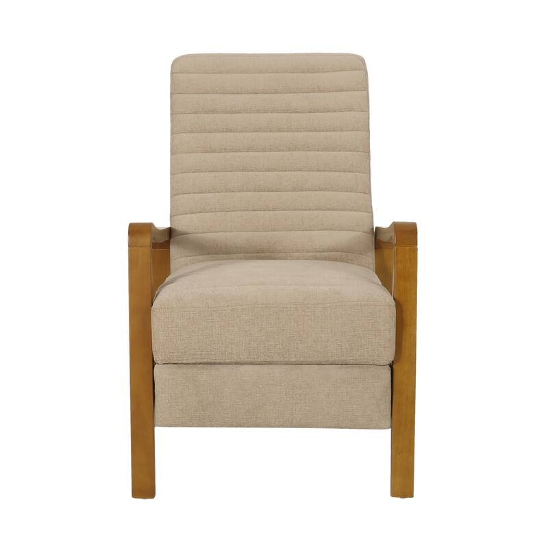 Small Wood Frame Recliner Club Chair with Retractable Footrest Living Room Lounge Armchair Upholstered Reading Chair for Bedroom