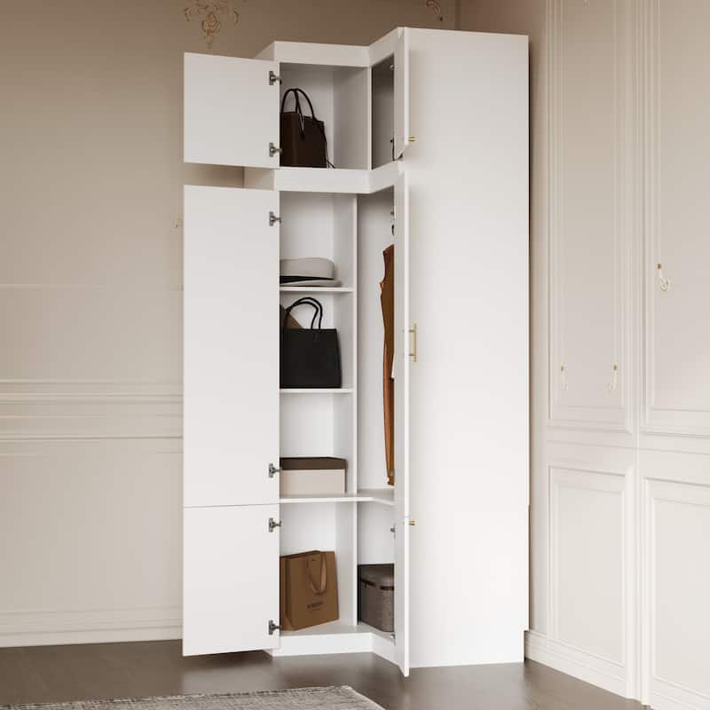 93.9"H/74.2"H Armoires Wardrobe Closet Cabinet Hanging Drawers Storage