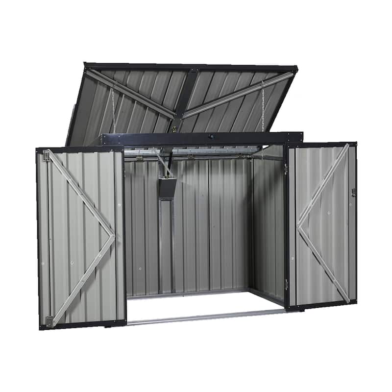 Outdoor Metal Garbage Bin Shed - Black