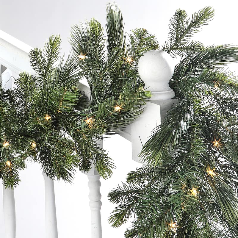 6' Led Deluxe Mix Pe Pine Garland - green