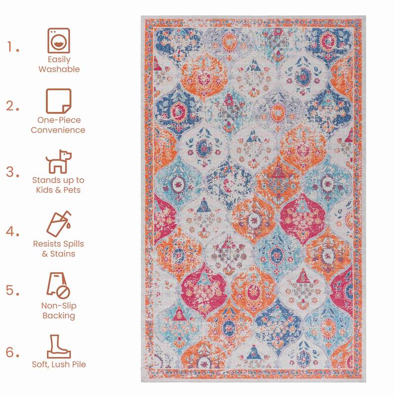Rustic Rustic Multi-Color Washable Rug