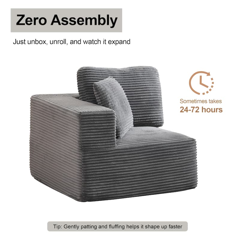 Couch Modular Sectional Sofa with Plush Corduroy No Assembly Required
