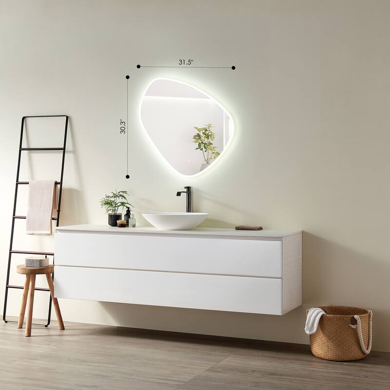 Altair Rasso Novelty Frameless Modern Bathroom Vanity LED Lighted Wall Mirror