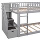 preview thumbnail 11 of 25, Stairway Twin Over Twin Bunk Bed with Stairs Cabinet, Built-in Ladder and Safety Guardrails, Floor Bed Storage Platform Bed