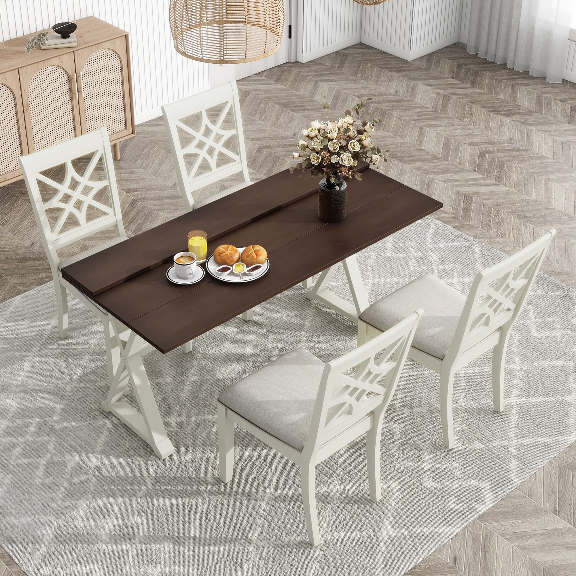 Wide extendable dining table sale